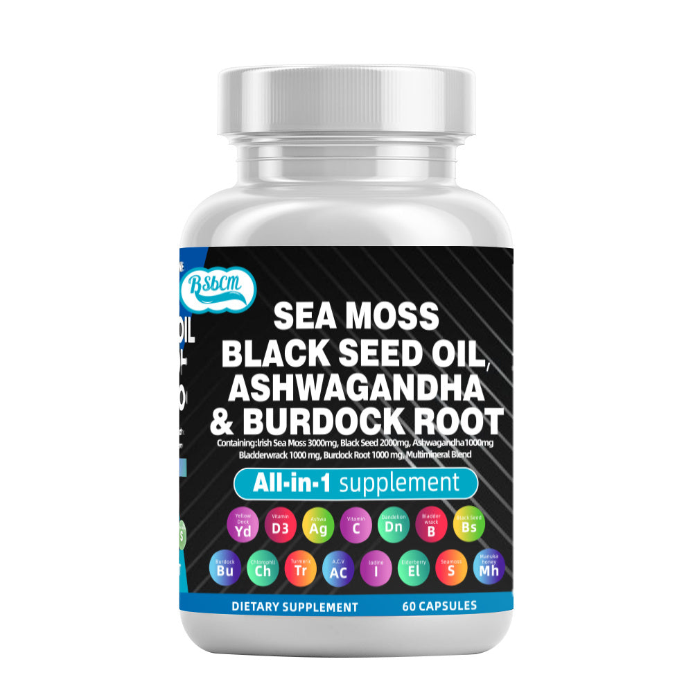 Sea Moss Fitness Burdock Multi-Mineral Vitamin Edible Supplement Dietary, Healthcare 60 Count