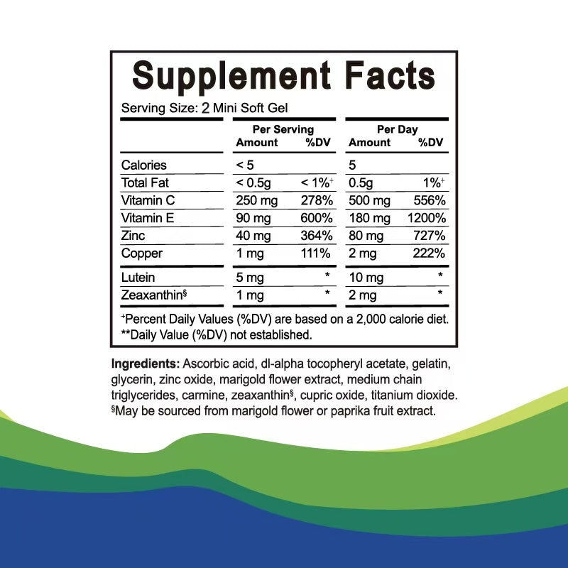 Eye Vitamin Mineral Supplement, Contains Lutein, Vitamin C, Zeaxanthin, Zinc Vitamin E, 120 Softgels