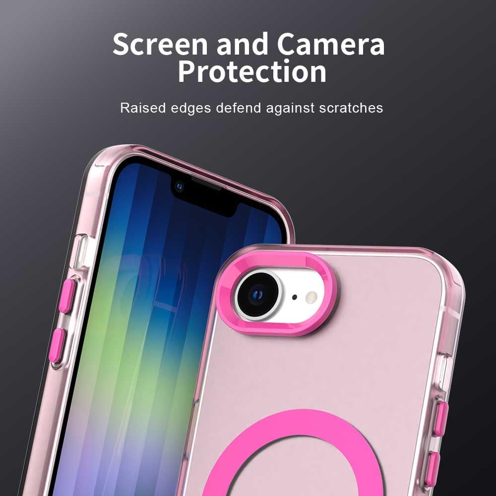 TPU magnetic candy color mobile phone case for iPhone 16E, supports wireless charging, four-corner airbag protection, military anti-fall mobile phone case Red