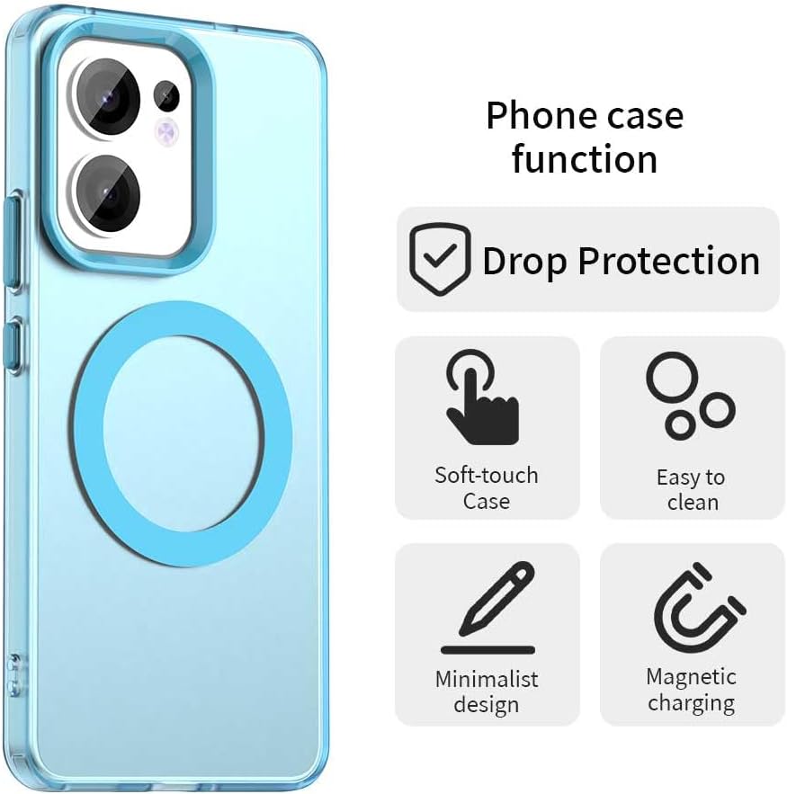 iTape TPU magnetic candy color mobile phone case for OPPO Reno 13F 5G, supports wireless charging, four-corner airbag protection, military anti-fall mobile phone case Red