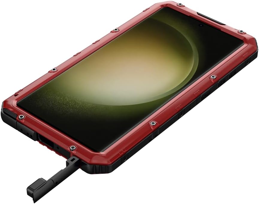 iTape Case for Samsung Galaxy S23 Ultra, 360° Waterproof IP68 Shockproof Hard Shell Metal Military Heavy Duty Rugged Protective Case for Samsung Galaxy S23 Ultra Magnetic Wireless Charging Red