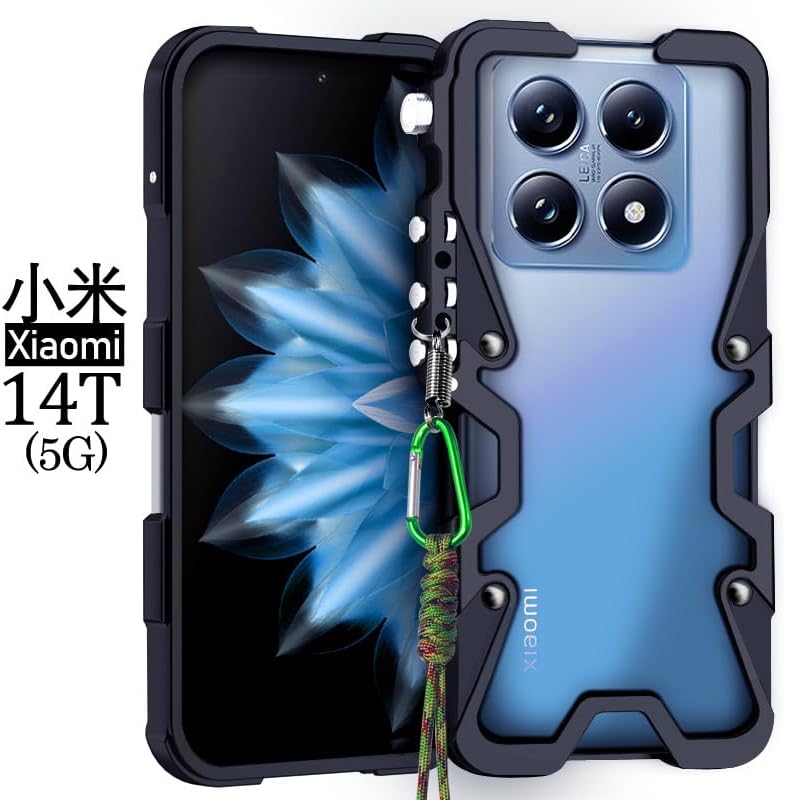 iTape Robotic arm metal phone case for Xiaomi 14T, steampunk gothic style phone case, mechanical enthusiasts Black