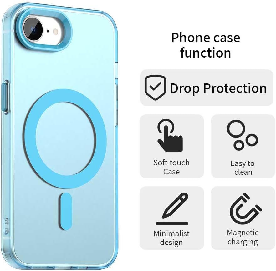 TPU magnetic candy color mobile phone case for iPhone 16E, supports wireless charging, four-corner airbag protection, military anti-fall mobile phone case Red