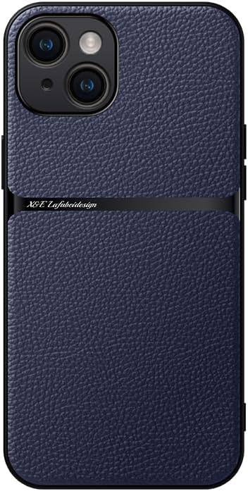 Leather phone case suitable for iPhone 14, soft touch, shockproof, dustproof, anti-slip phone case magnetic car mount Support wireless charging navy