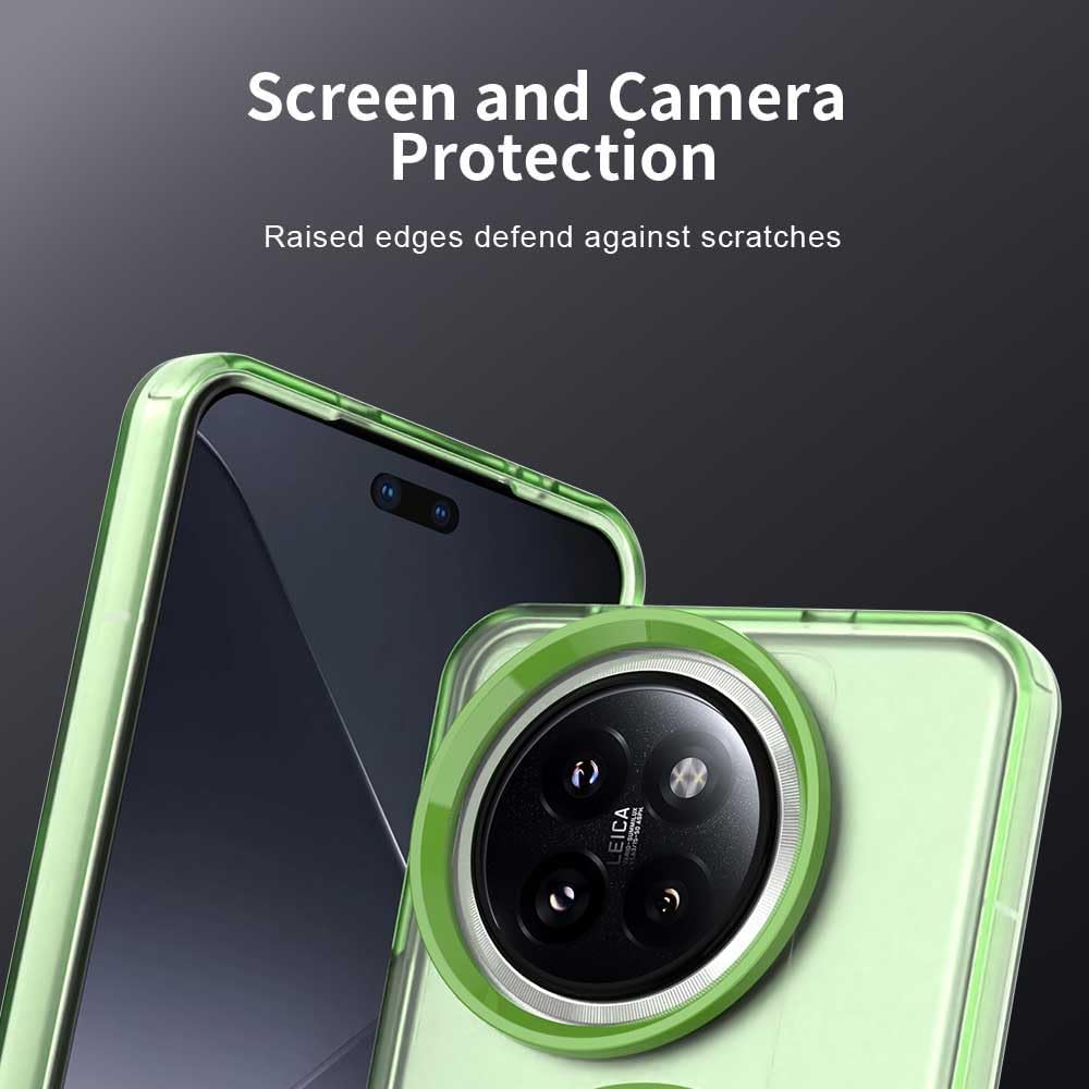 iTape TPU candy phone case for Xiaomi 14 Civi, supports wireless charging, four-corner airbag protection, military anti-fall phone case Green