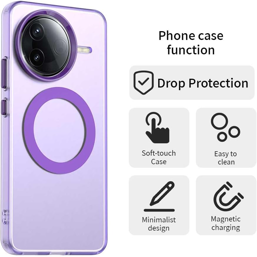 iTape TPU magnetic candy color mobile phone case for Xiaomi Redmi K80, supports wireless charging, four-corner airbag protection, military anti-fall mobile phone case Purple