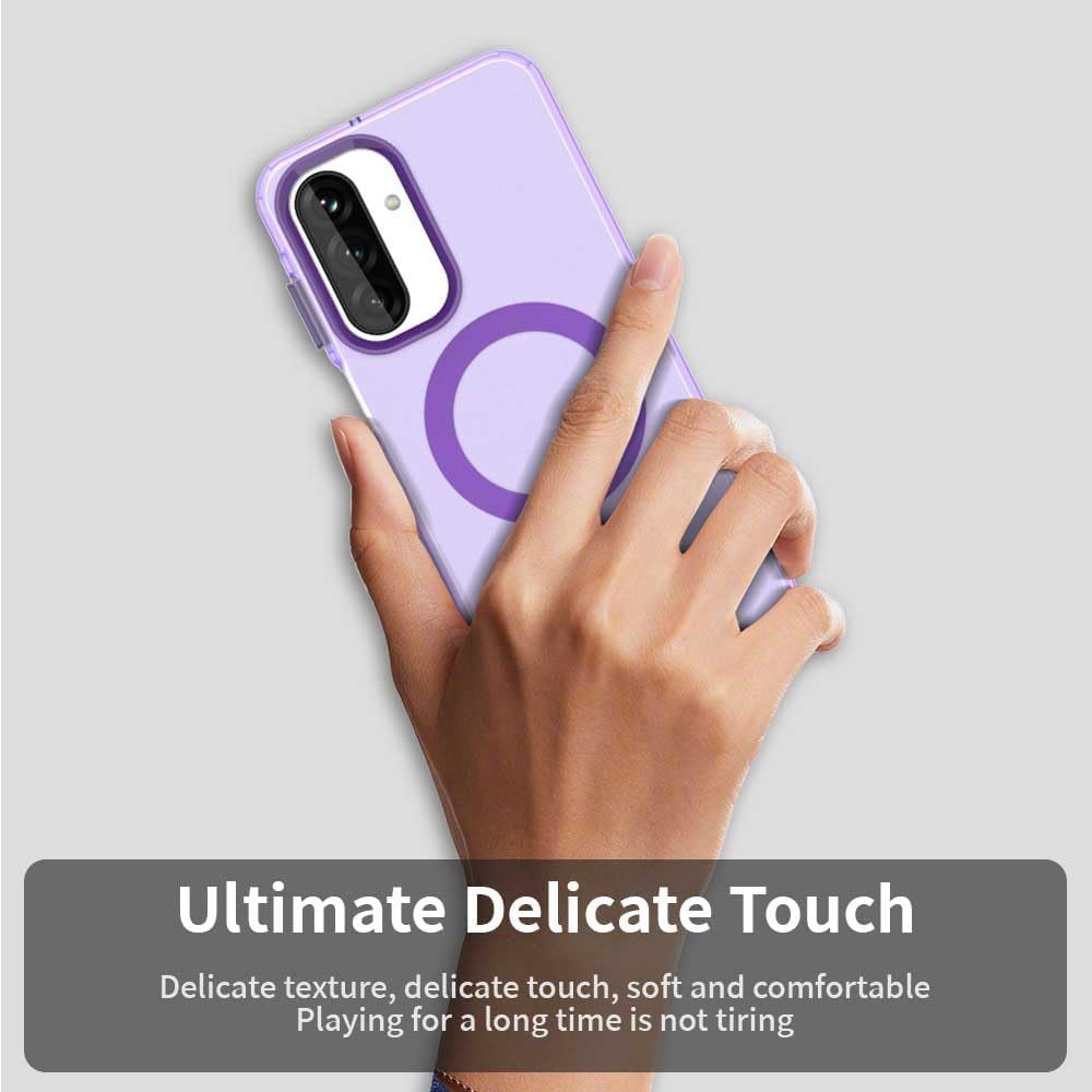 iTape TPU magnetic candy color mobile phone case for Samsung Galaxy A26 5G, supports wireless charging, four-corner airbag protection, military anti-fall mobile phone case Purple