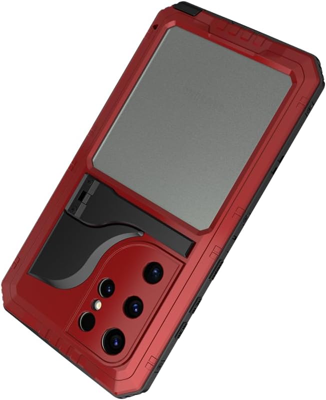 iTape Case for Samsung Galaxy S23 Ultra, 360° Waterproof IP68 Shockproof Hard Shell Metal Military Heavy Duty Rugged Protective Case for Samsung Galaxy S23 Ultra Magnetic Wireless Charging Red