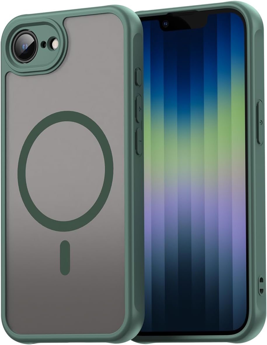 Magnetic translucent case for iPhone 16E, supports wireless charging, Shockproof slim protective case for iPhone 16E Shock-resistant slim case Purple
