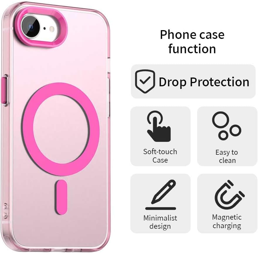 TPU magnetic candy color mobile phone case for iPhone 16E, supports wireless charging, four-corner airbag protection, military anti-fall mobile phone case Red