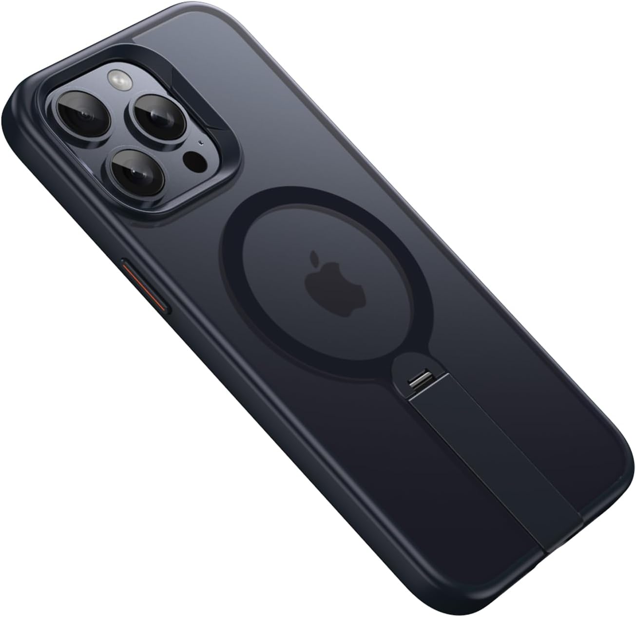 Magnetic phone case for iPhone 15 Pro max, supports wireless charging, 360° rotating invisible bracket, military-grade anti-drop protection Black
