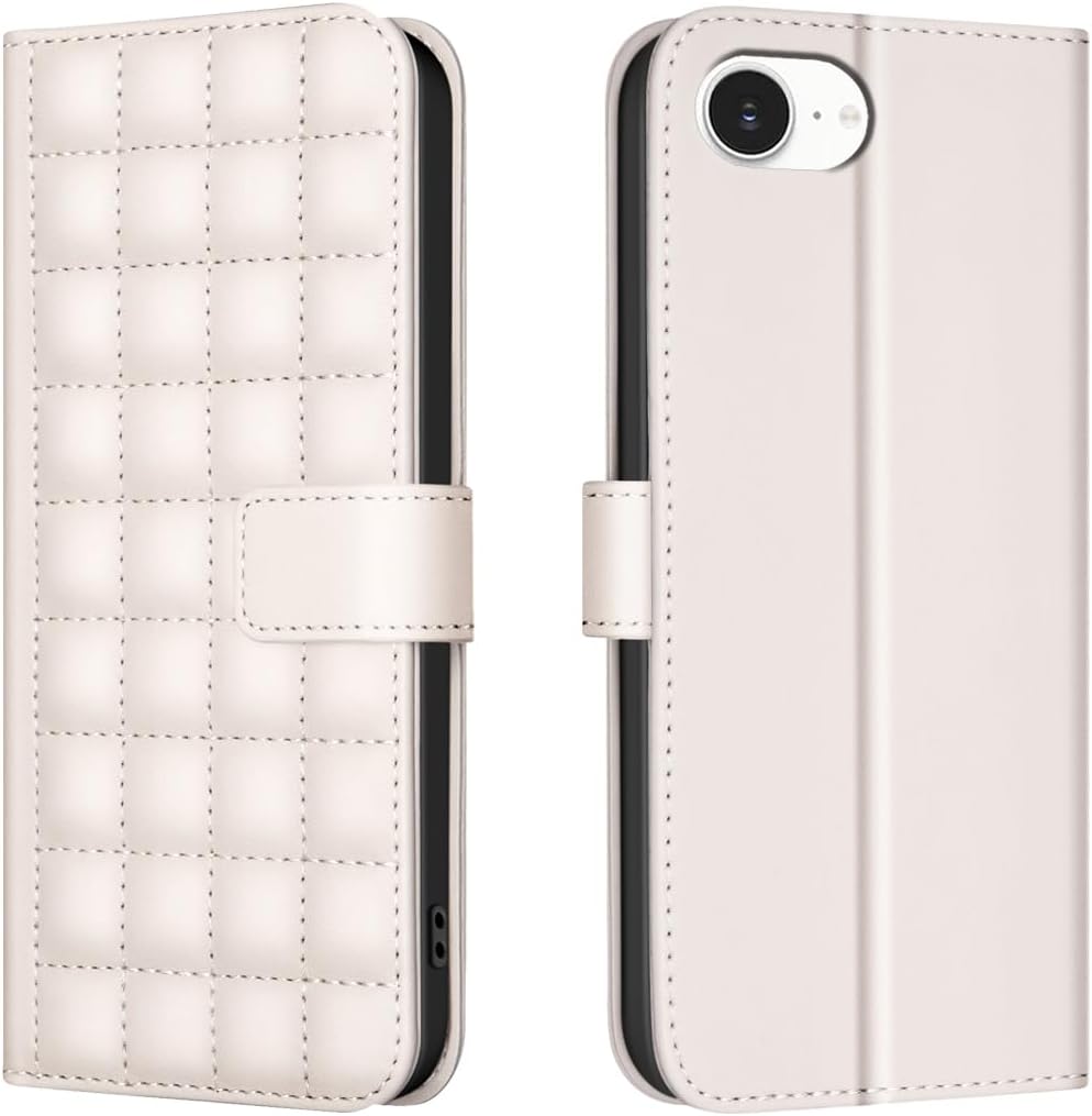 Plaid Wallet Phone Case for iPhone 16E, Wallet Phone Case, Flip Stand, Credit Card Slot Wallet With wrist strap Green