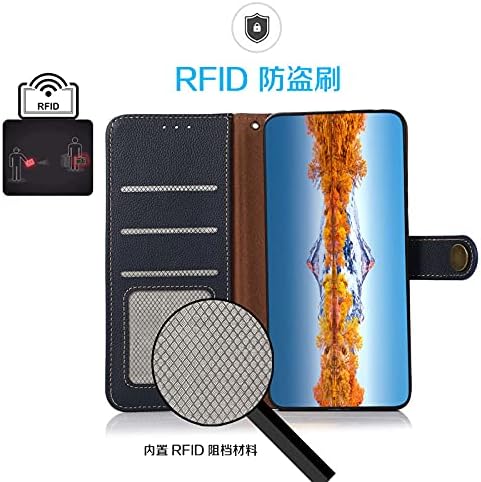 iTape Genuine leather phone case for Honor 400 Lite, cowhide RFID anti-theft brush phone case with card slot and shockproof flip cover Black