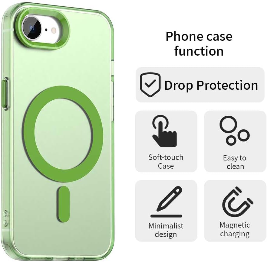 TPU magnetic candy color mobile phone case for iPhone 16E, supports wireless charging, four-corner airbag protection, military anti-fall mobile phone case Red