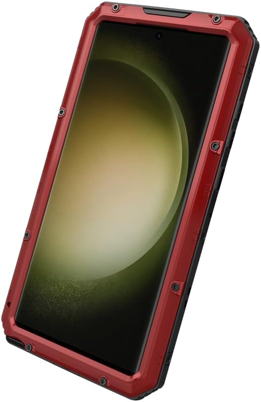 iTape Case for Samsung Galaxy S23 Ultra, 360° Waterproof IP68 Shockproof Hard Shell Metal Military Heavy Duty Rugged Protective Case for Samsung Galaxy S23 Ultra Magnetic Wireless Charging Red