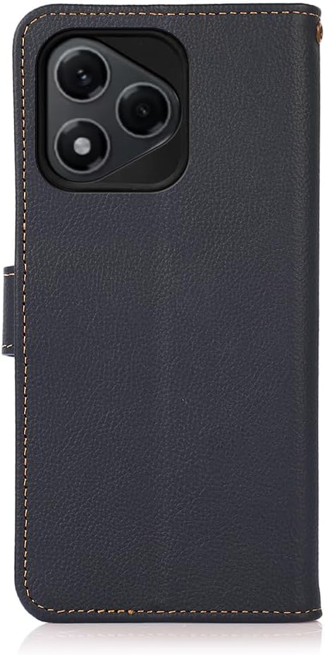 iTape Genuine leather phone case for Honor 400 Lite, cowhide RFID anti-theft brush phone case with card slot and shockproof flip cover Black
