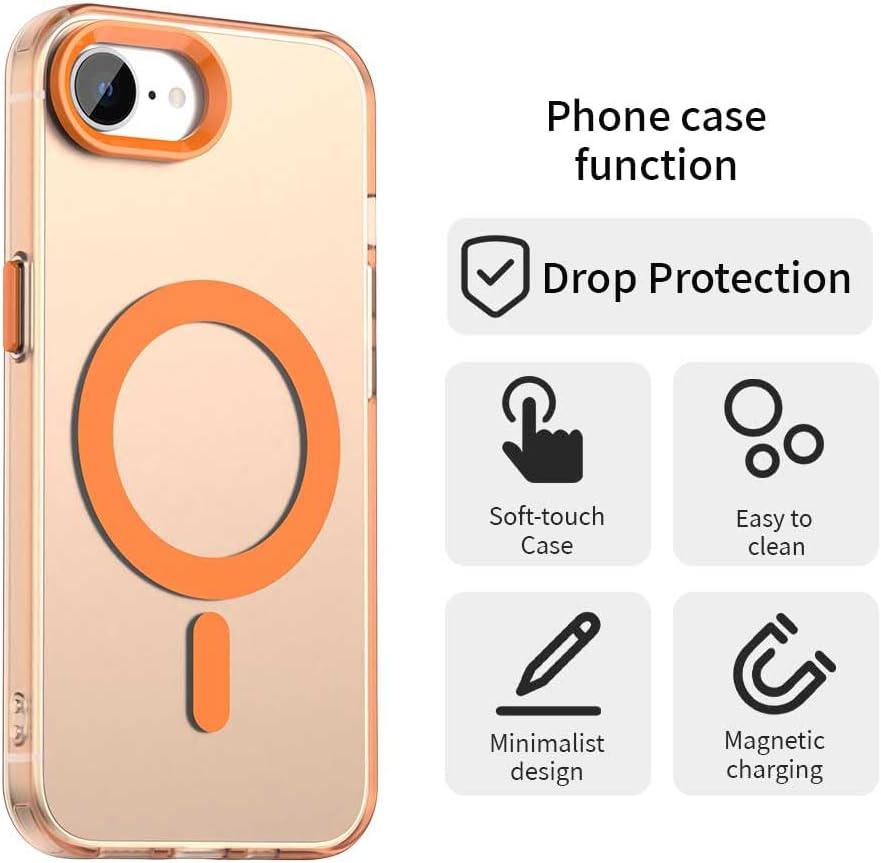 TPU magnetic candy color mobile phone case for iPhone 16E, supports wireless charging, four-corner airbag protection, military anti-fall mobile phone case Red