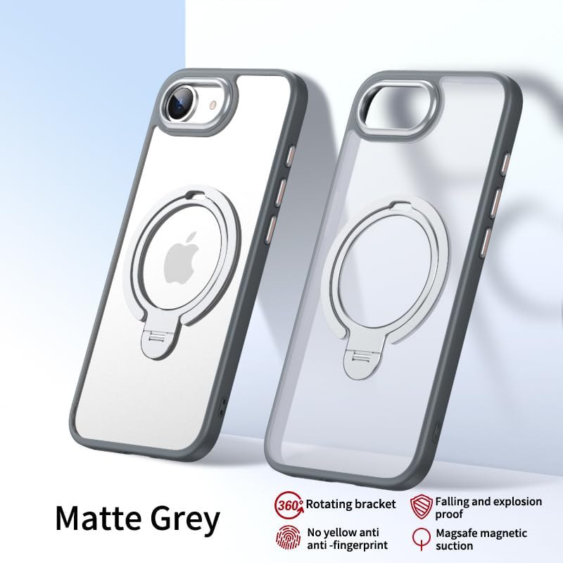Silicone phone case for iPhone 16E, translucent phone case military shockproof protection ultra-thin case, magnetic car mount, supports wireless charging transparent