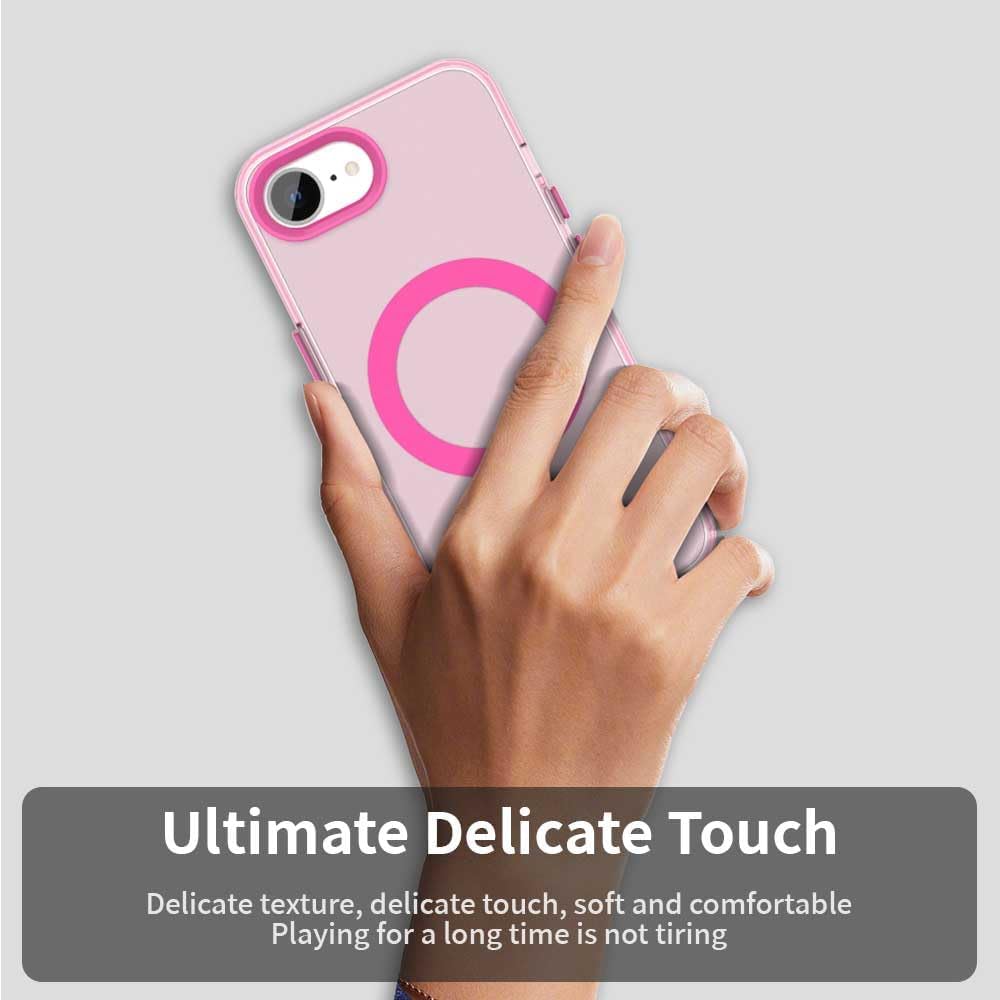 TPU magnetic candy color mobile phone case for iPhone 16E, supports wireless charging, four-corner airbag protection, military anti-fall mobile phone case Red