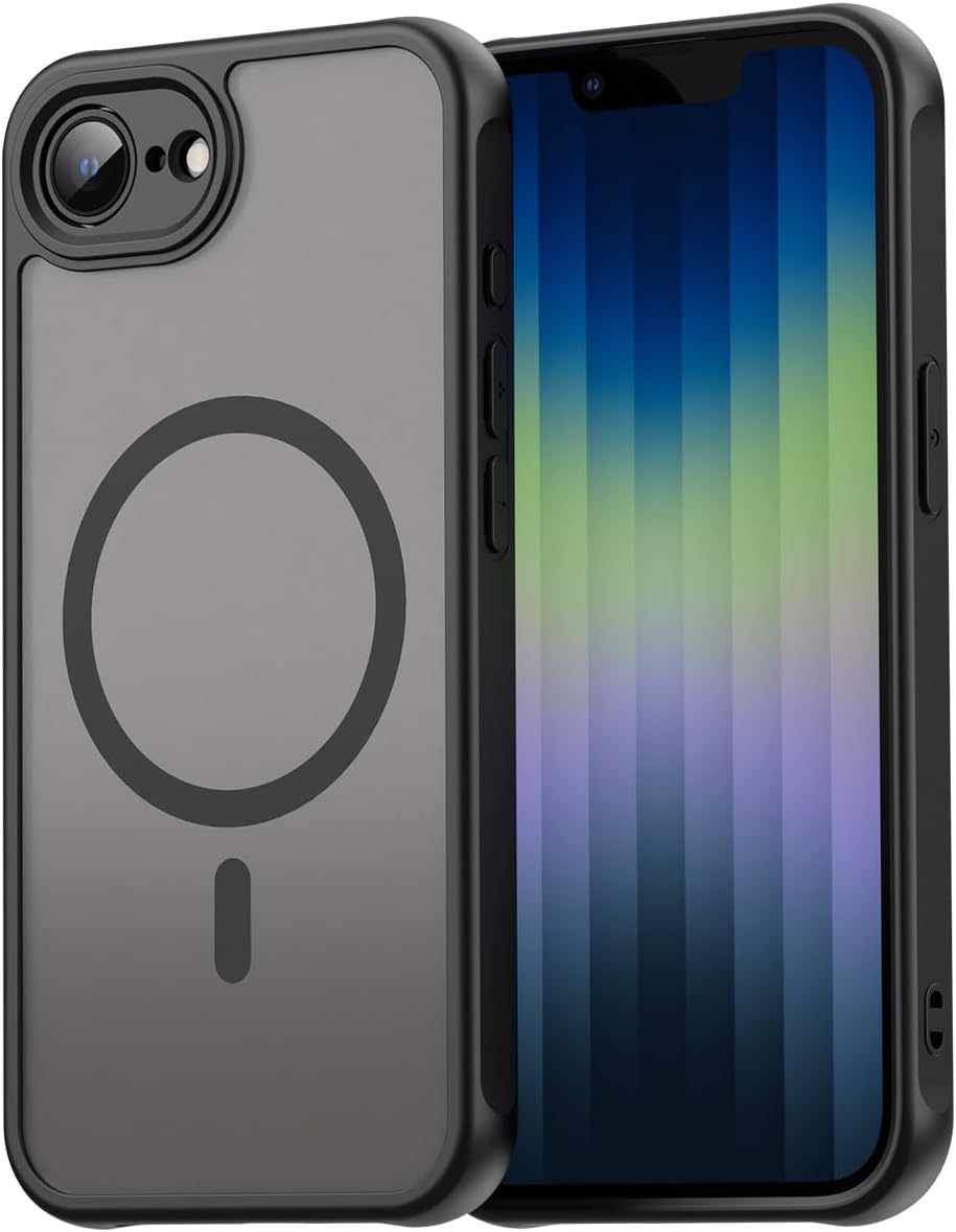 Magnetic translucent case for iPhone 16E, supports wireless charging, Shockproof slim protective case for iPhone 16E Shock-resistant slim case Purple
