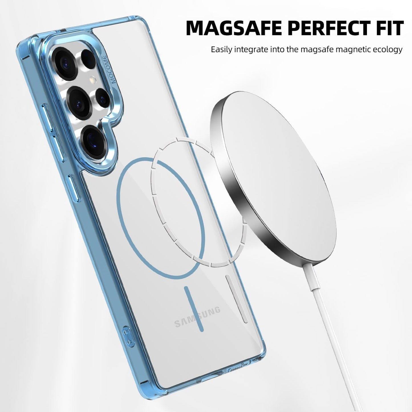 iTape Magnetic transparent phone case for Samsung Galaxy S25 Ultra, supports wireless charging, military-grade drop-proof, Car magnetic bracket 2 in 1 magnetic card holder
