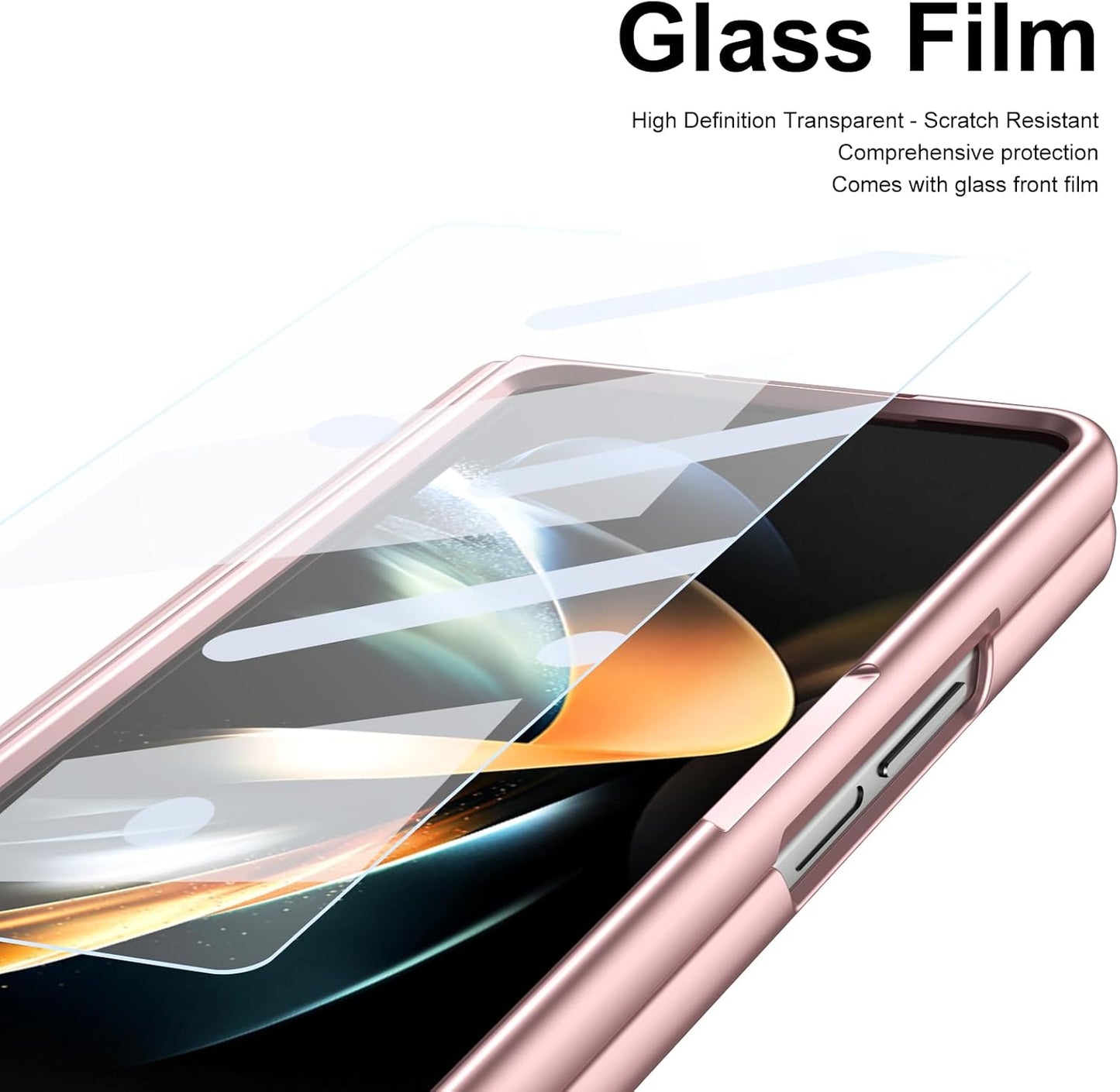 iTape Lightweight phone case for Samsung Galaxy Z Fold4, hinged case supports wireless charging with lens protection, screen protector, complimentary stylus, drop-proof and fingerprint resistant Blue