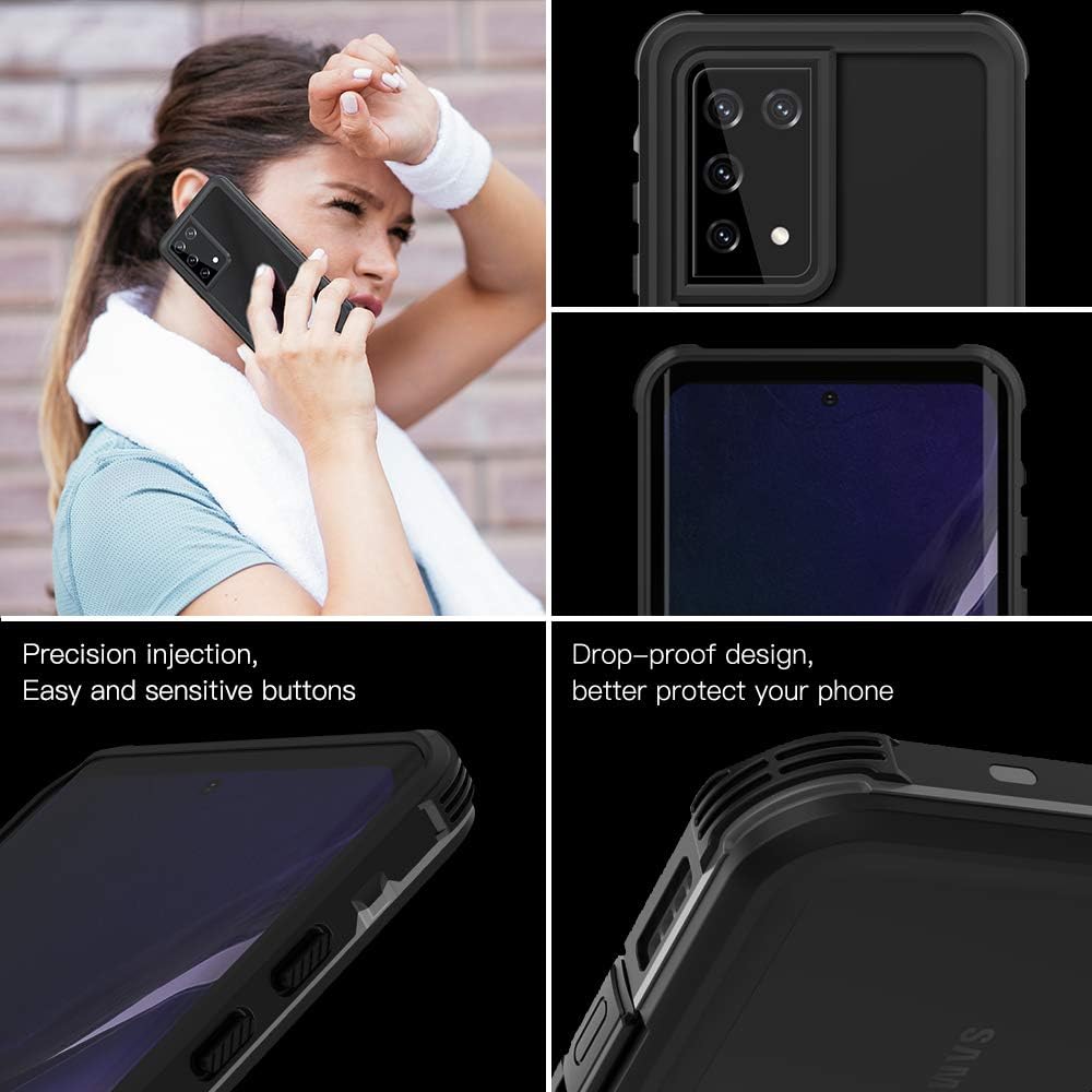 Waterproof Phone Case for Samsung Galaxy S21 ultra, Full Coverage Shell, Built-in Screen Protection 360° Full Body Heavy Duty Shockproof IP68 Underwater Phone Case for Galaxy S21 ultra, Lanyard