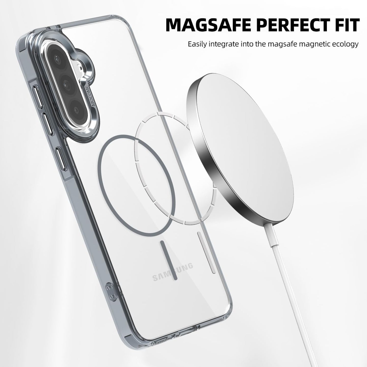 iTape Magnetic transparent phone case for Samsung Galaxy A36, supports wireless charging, military-grade drop-proof, compatible with Samsung Galaxy A36 Car magnetic bracket