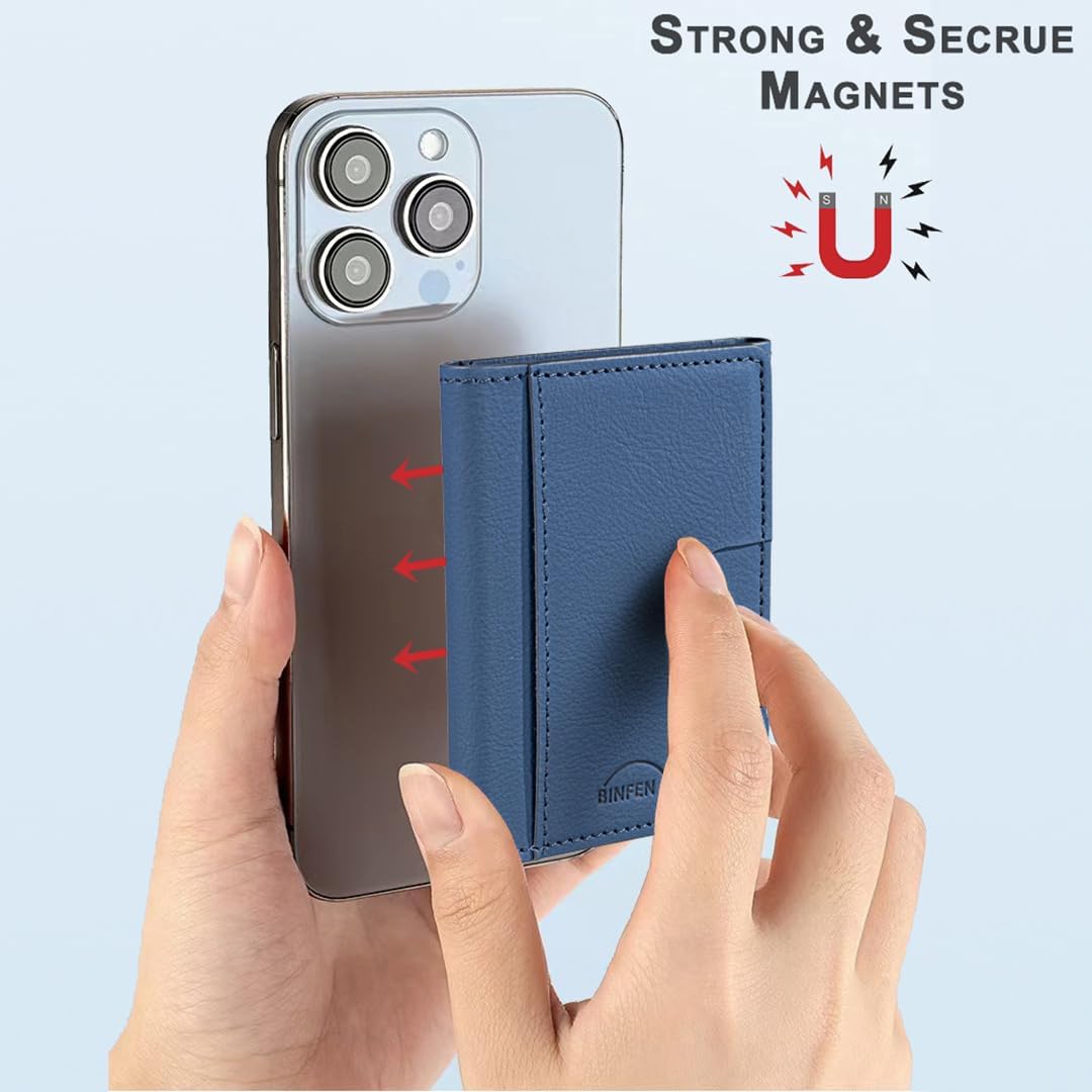 iTape Leather Magnetic Phone Wallet Compatible with Various Phone Models Android and iOS, Solid Color Magnetic Card Holder Ultra-thin Trifold Wallet Card Holder Flip Stand Red