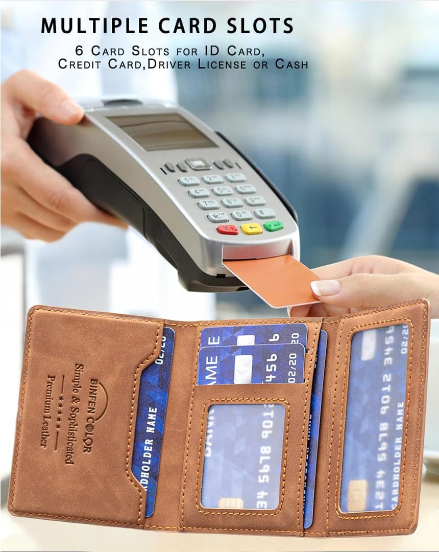 iTape Leather Magnetic Phone Wallet Compatible with Various Phone Models Android and iOS, Ultra-thin Trifold Wallet Card Holder Flip Stand Purple