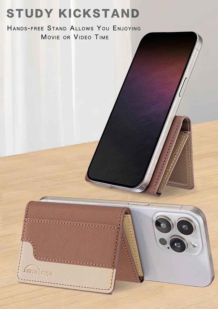 iTape Leather Magnetic Phone Wallet Compatible with Various Phone Models Android and iOS, Colorblock Horizontal Magnetic Card Holder Ultra-thin Wallet Card Holder Flip Stand Green