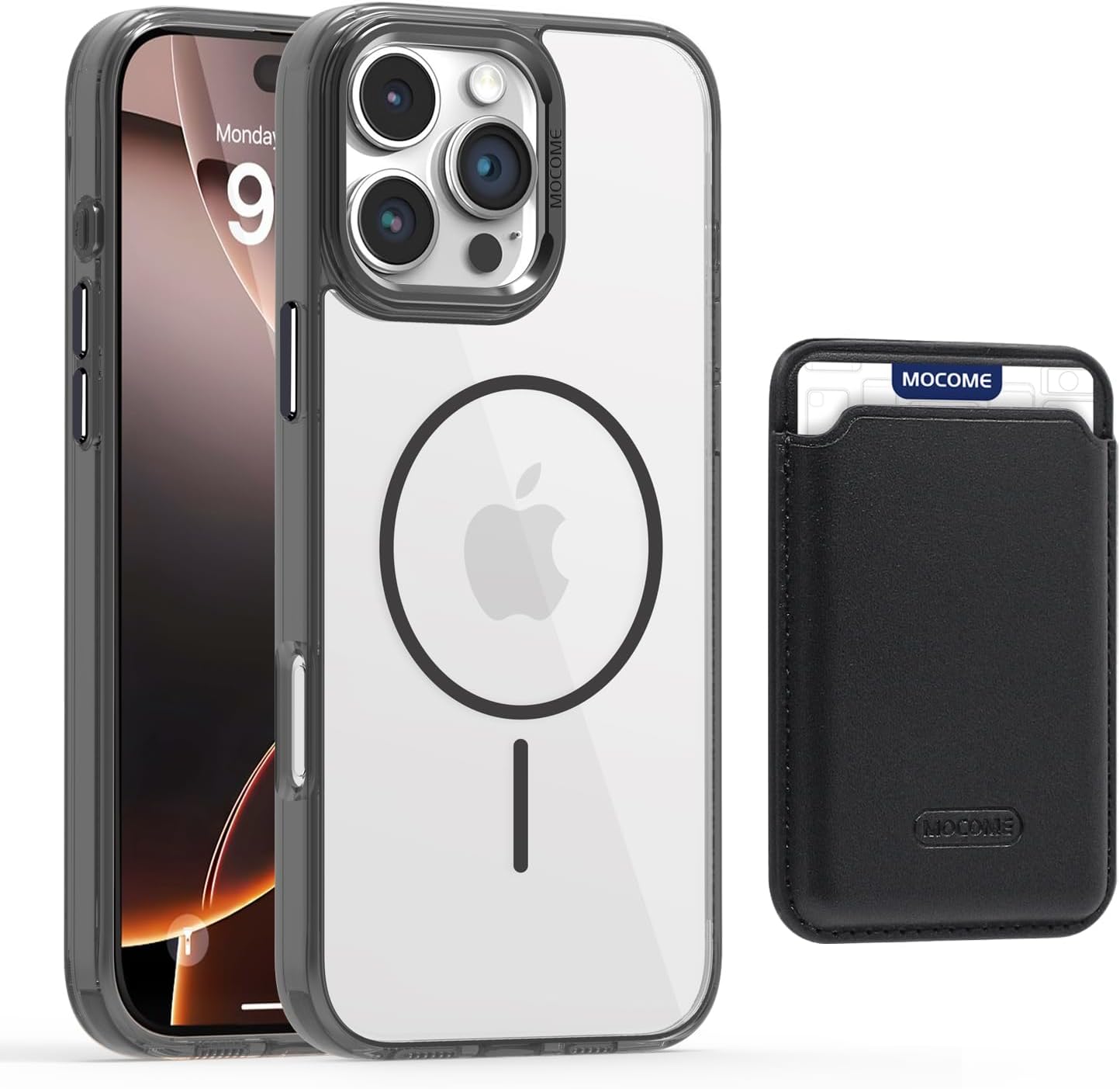 Magnetic transparent phone case for iPhone 16 Pro max, supports wireless charging, military-grade drop-proof, compatible with iPhone 16 Pro max Car magnetic bracket 2 in 1 magnetic card holder