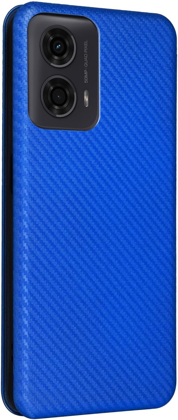 iTape Carbon fiber phone case for Motorola Moto G 04. Magnetic flip phone case, credit card slot, wallet case, shockproof and drop-proof Green