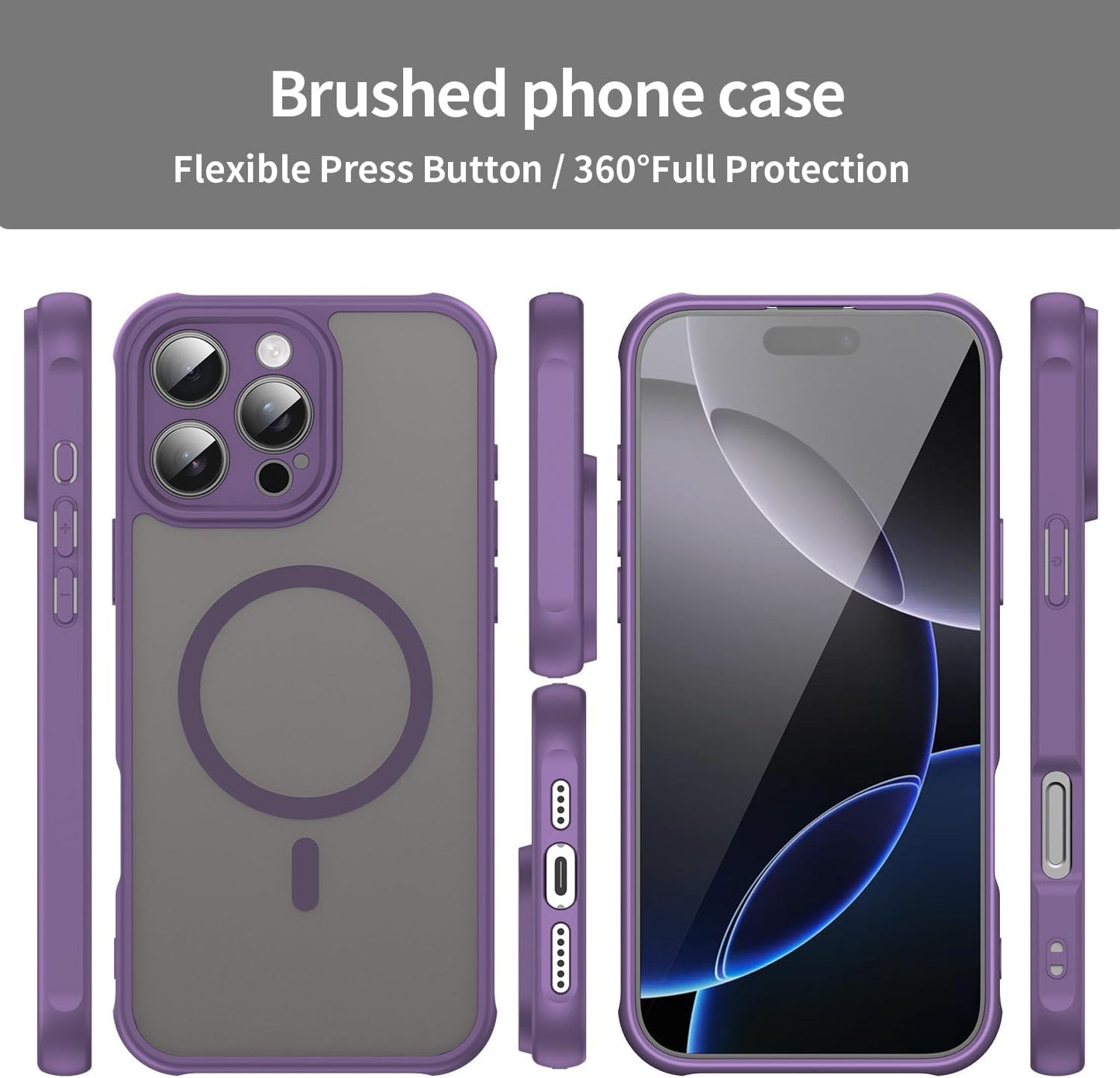 Magnetic translucent case for iPhone 16 Pro max, supports wireless charging, Shockproof slim protective case for iPhone 16 Pro max Shock-resistant slim case Blue