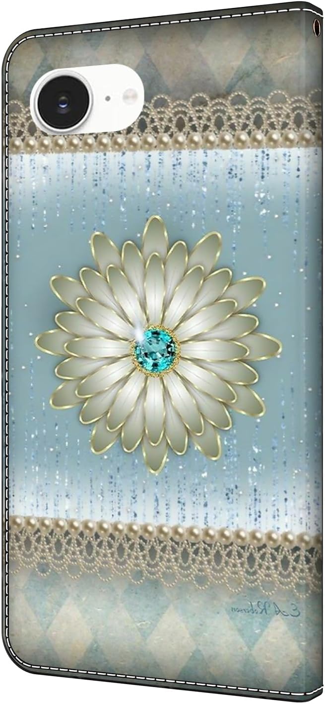 Graffiti wallet phone case for iPhone 16E, shockproof phone case, card slot wallet, flip stand phone case Mandala animal feather pattern