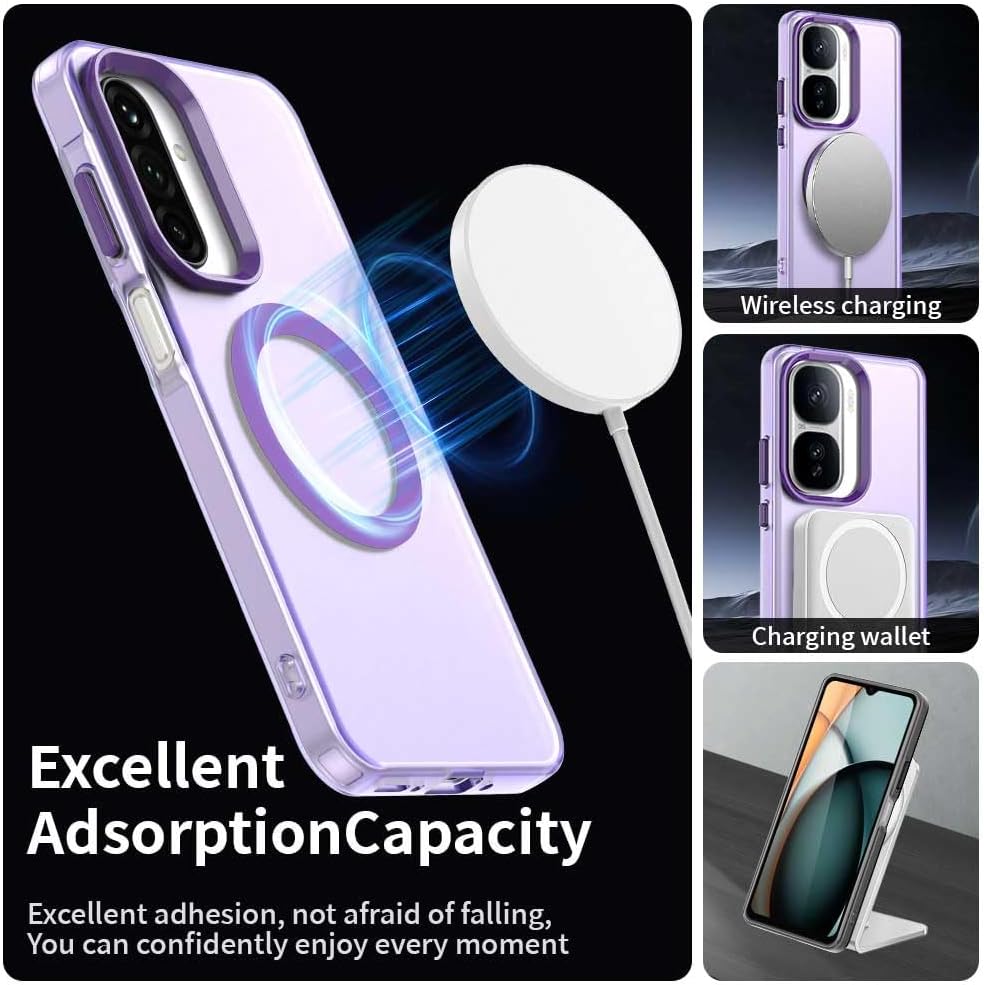 iTape TPU magnetic candy color mobile phone case for Samsung Galaxy A26 5G, supports wireless charging, four-corner airbag protection, military anti-fall mobile phone case Purple