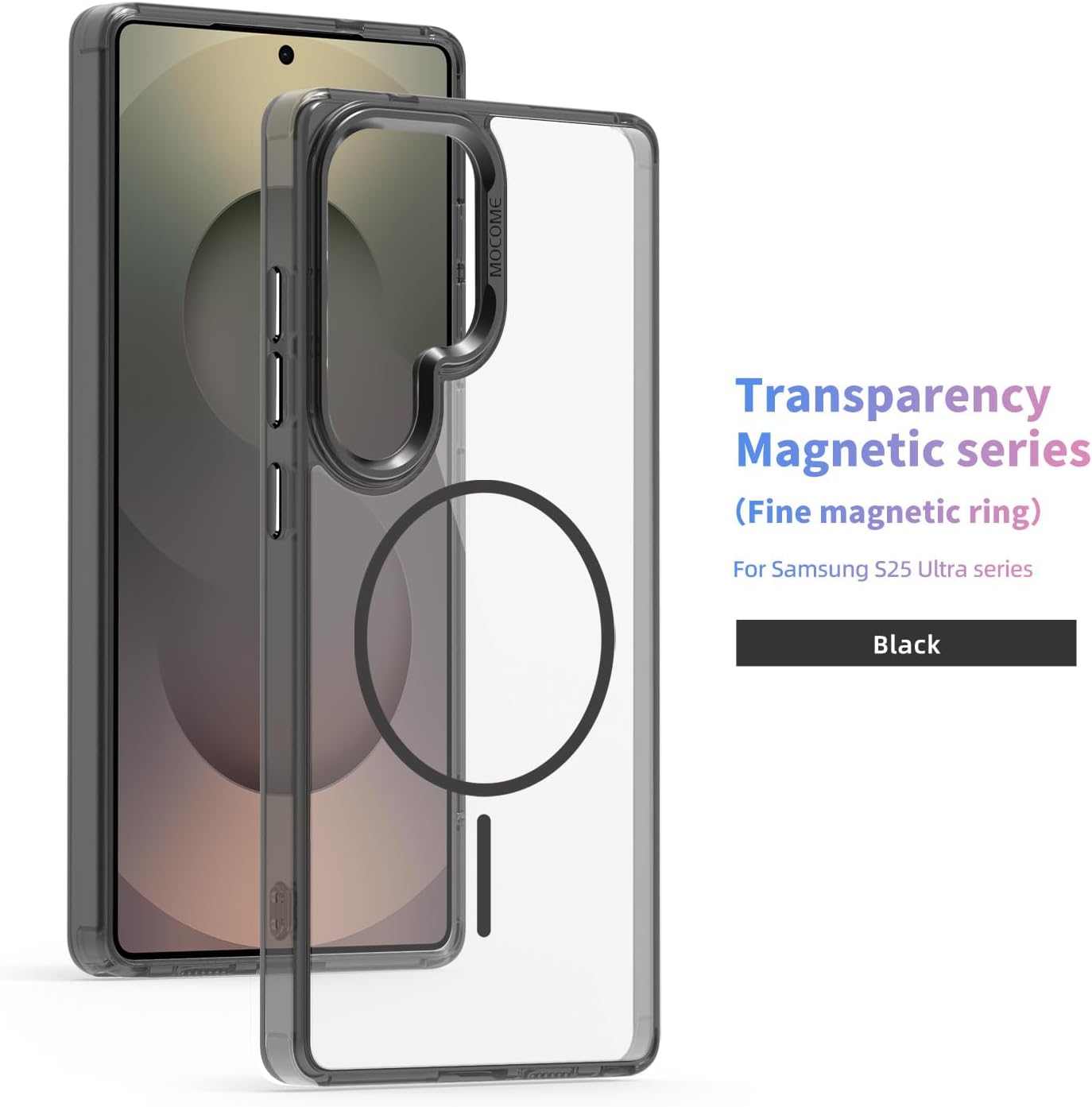 iTape Magnetic transparent phone case for Samsung Galaxy S25 Ultra, supports wireless charging, military-grade drop-proof, Car magnetic bracket 2 in 1 magnetic card holder