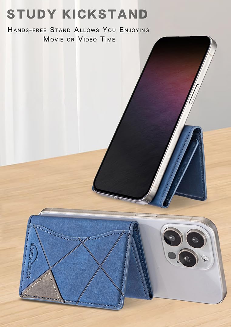iTape Leather Magnetic Phone Wallet Compatible with Various Phone Models Android and iOS, Ultra-thin Trifold Wallet Card Holder Flip Stand Purple