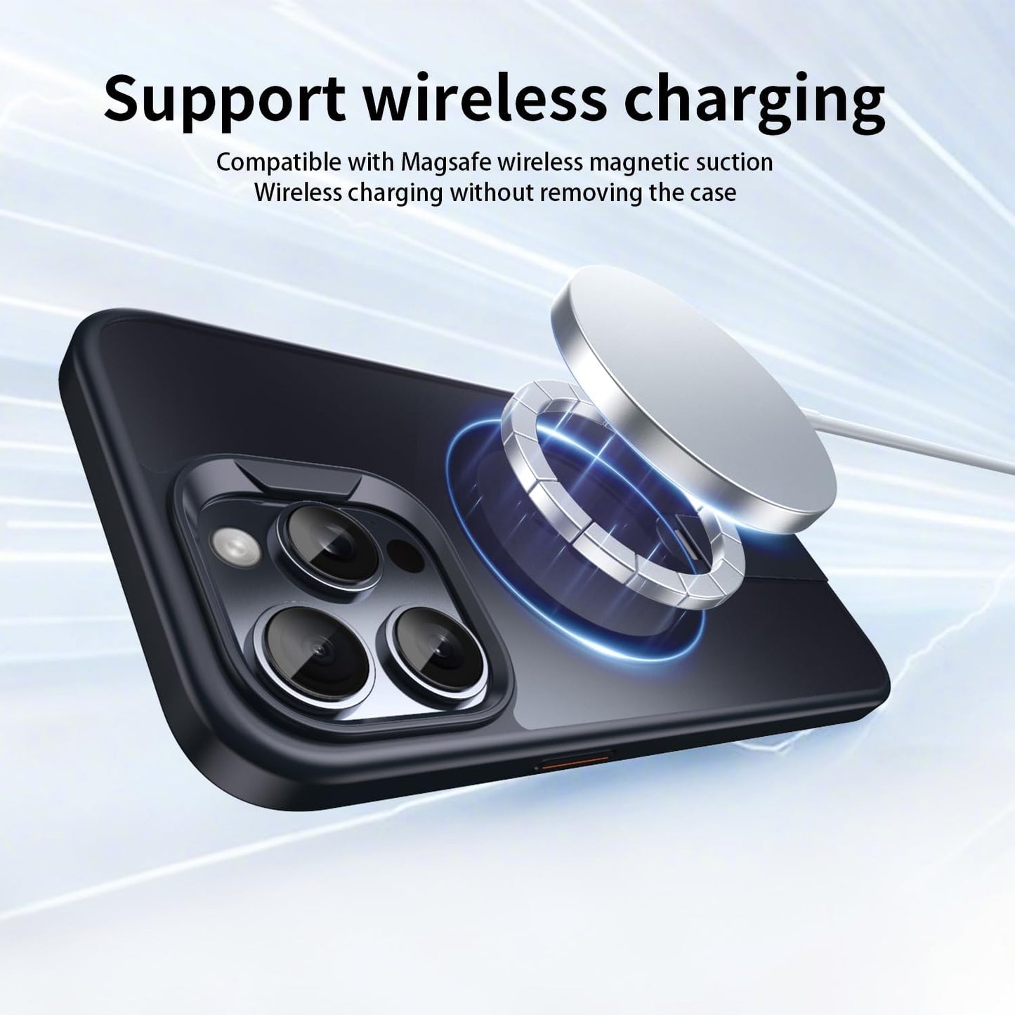 Magnetic phone case for iPhone 14 Pro max, supports wireless charging, 360° rotating invisible bracket, military-grade anti-drop protection Gray