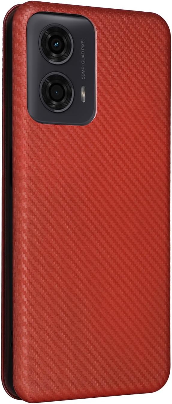 iTape Carbon fiber phone case for Motorola Moto G 04. Magnetic flip phone case, credit card slot, wallet case, shockproof and drop-proof Green
