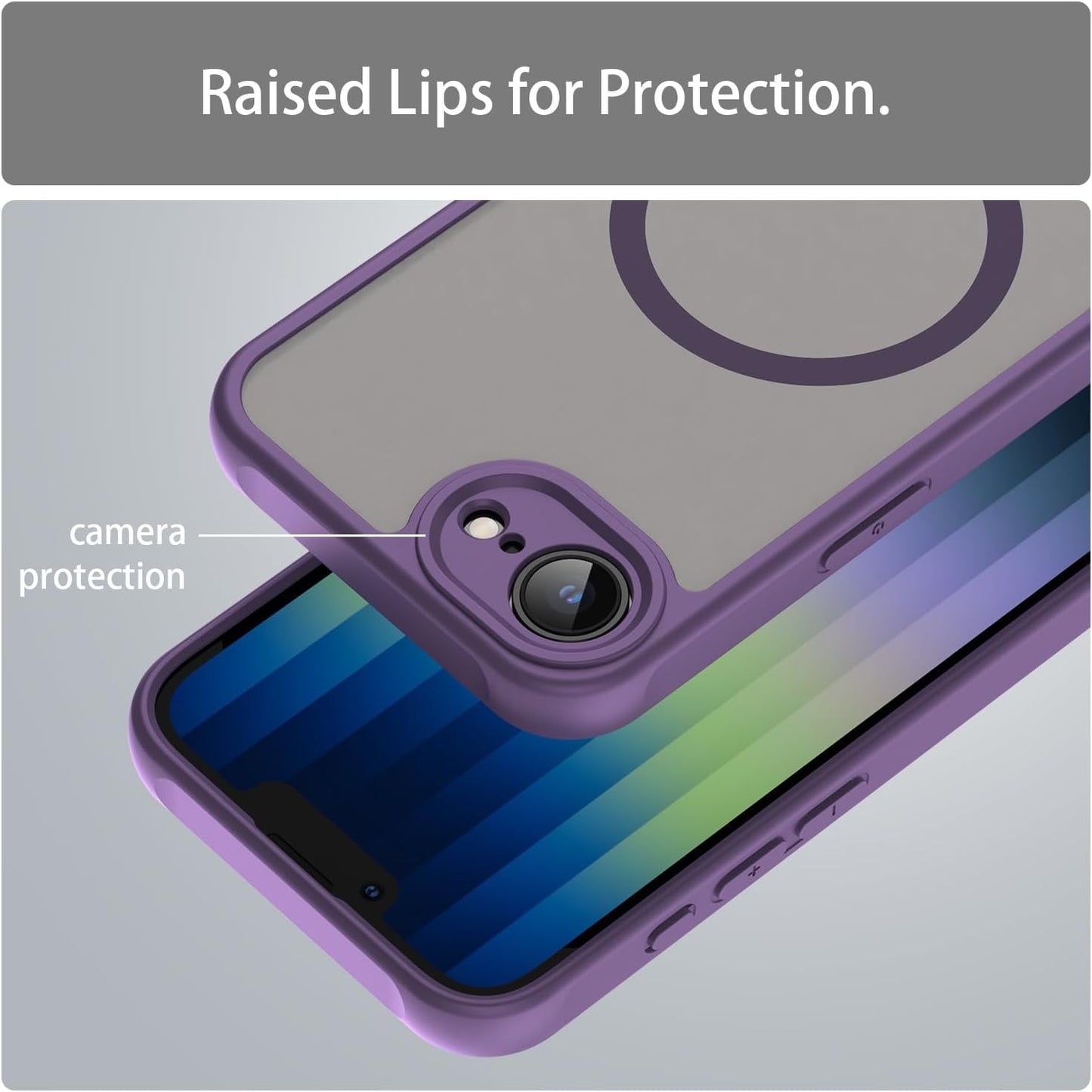Magnetic translucent case for iPhone 16E, supports wireless charging, Shockproof slim protective case for iPhone 16E Shock-resistant slim case Purple
