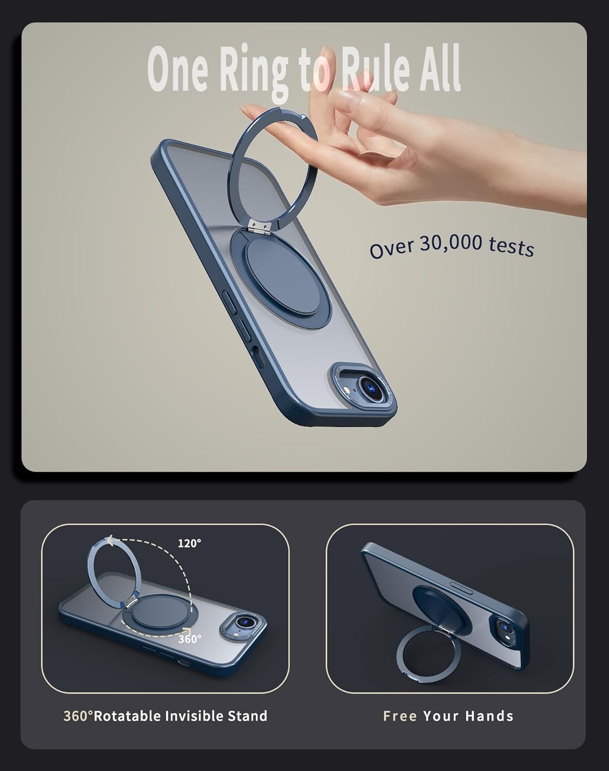 Magnetic phone case for iPhone 16E, mechanical gear 360° rotating bracket supports wireless charging, shockproof ultra-thin shell