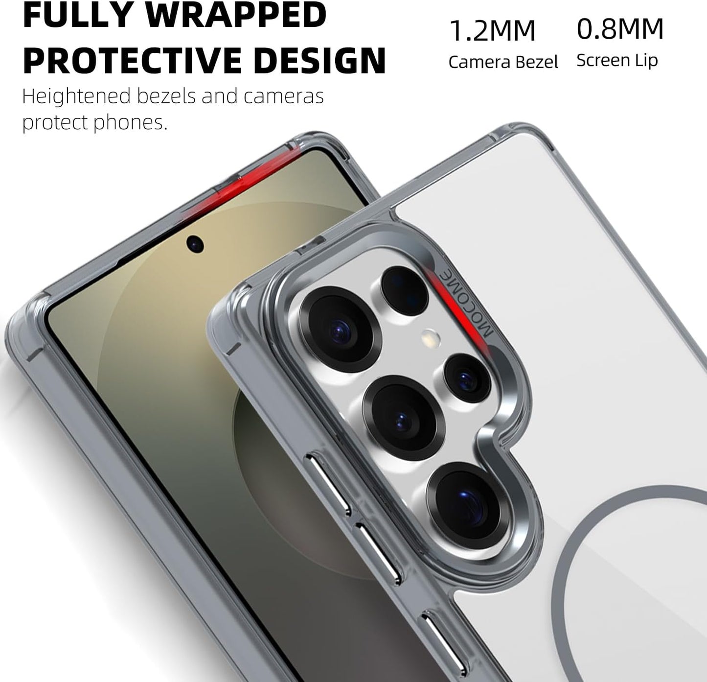 iTape Magnetic transparent phone case for Samsung Galaxy S25 Ultra, supports wireless charging, military-grade drop-proof, Car magnetic bracket 2 in 1 magnetic card holder