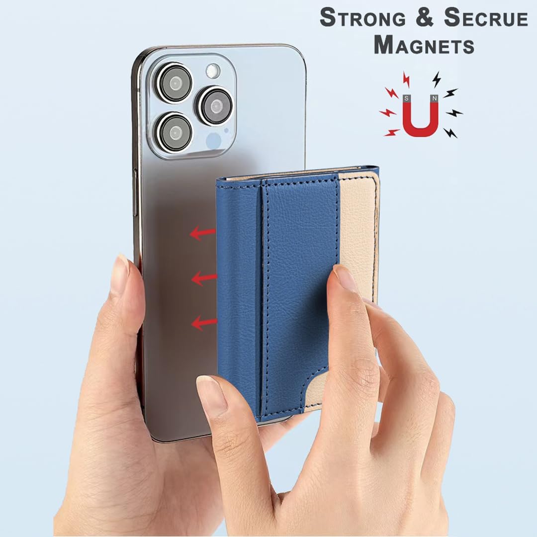 iTape Leather Magnetic Phone Wallet Compatible with Various Phone Models Android and iOS, Colorblock Horizontal Magnetic Card Holder Ultra-thin Wallet Card Holder Flip Stand Green