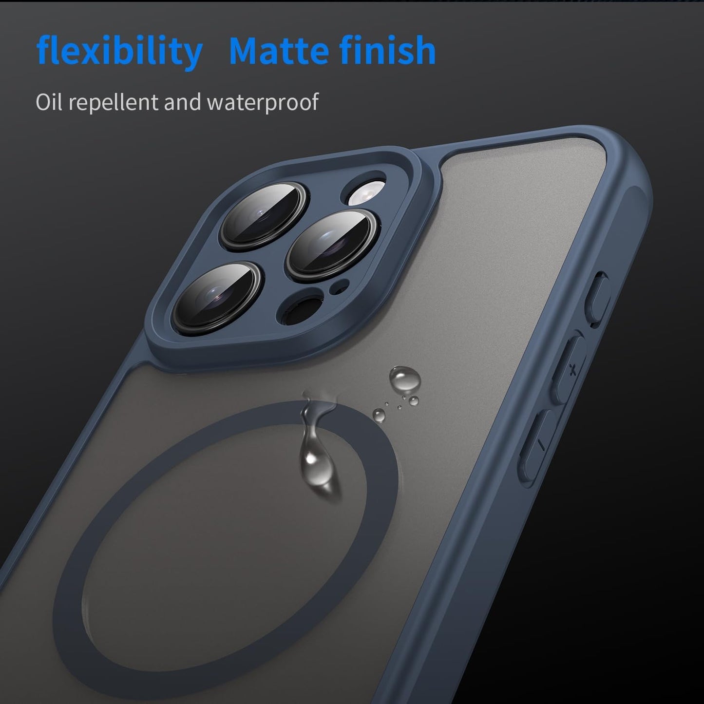 Magnetic translucent case for iPhone 16 Pro max, supports wireless charging, Shockproof slim protective case for iPhone 16 Pro max Shock-resistant slim case Blue