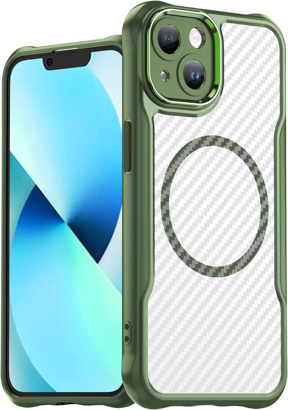 Magnetic carbon fibre case for iPhone 13, support wireless charging, carbon fibre shockproof slim case Purple