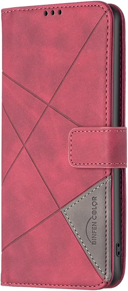 Denim pebbled phone case for iPhone 16E, magnetic buckle wallet case, flip-top stand for shock protection Red
