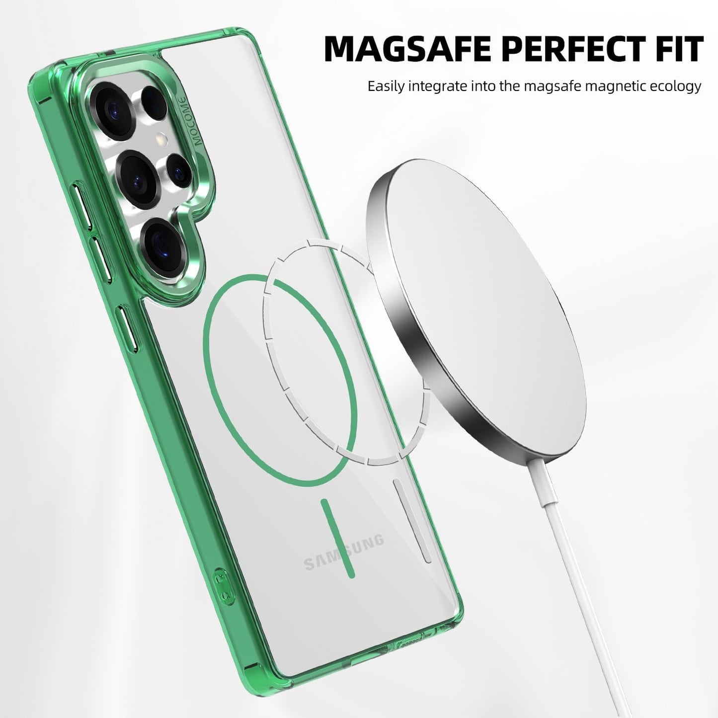 iTape Magnetic transparent phone case for Samsung Galaxy S25 Ultra, supports wireless charging, military-grade drop-proof, Car magnetic bracket 2 in 1 magnetic card holder