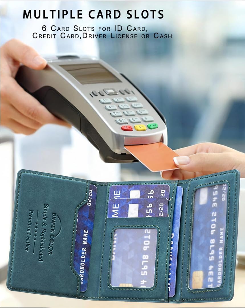 iTape Leather Magnetic Phone Wallet Compatible with Various Phone Models Android and iOS, Ultra-thin Trifold Wallet Card Holder Flip Stand Purple