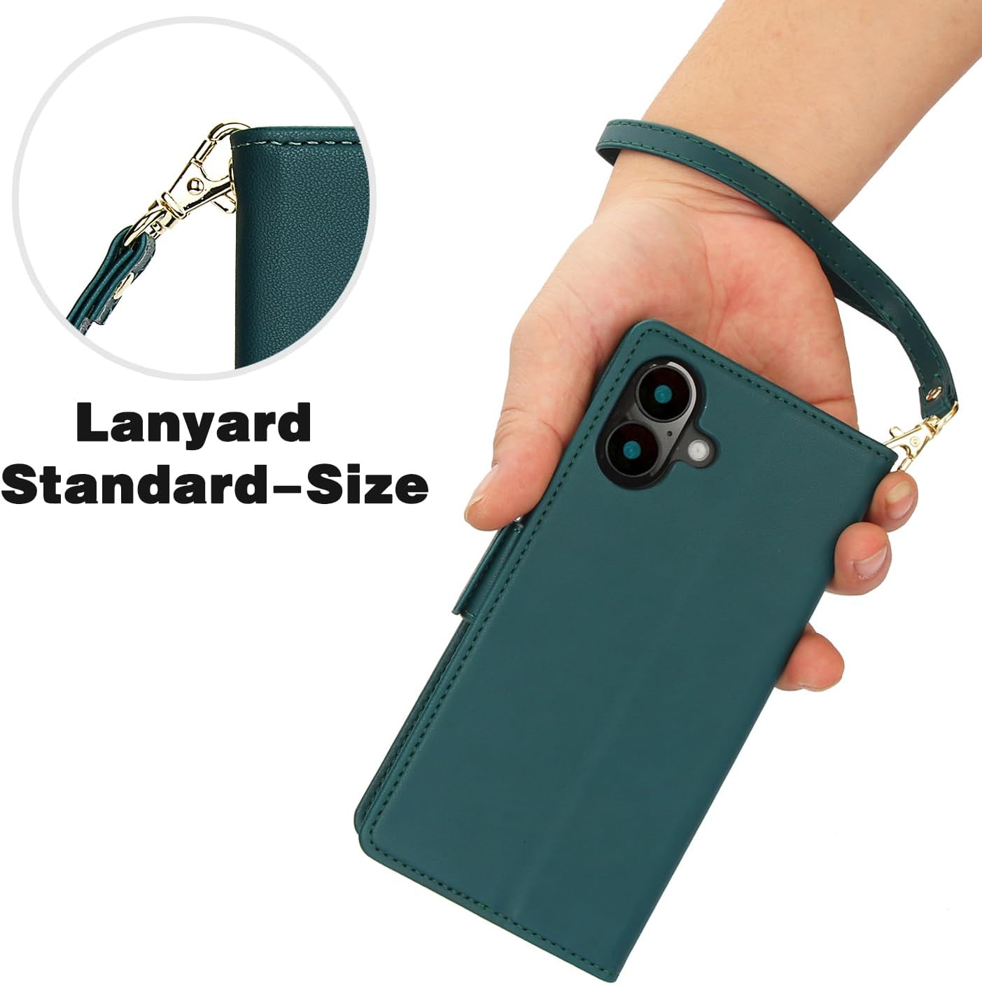 Printed Wallet Phone Case for iPhone 16 Plus, RFID (Anti-Theft), Wallet Flip Stand with Wrist Strap for iPhone 16 Plus Rose Gold